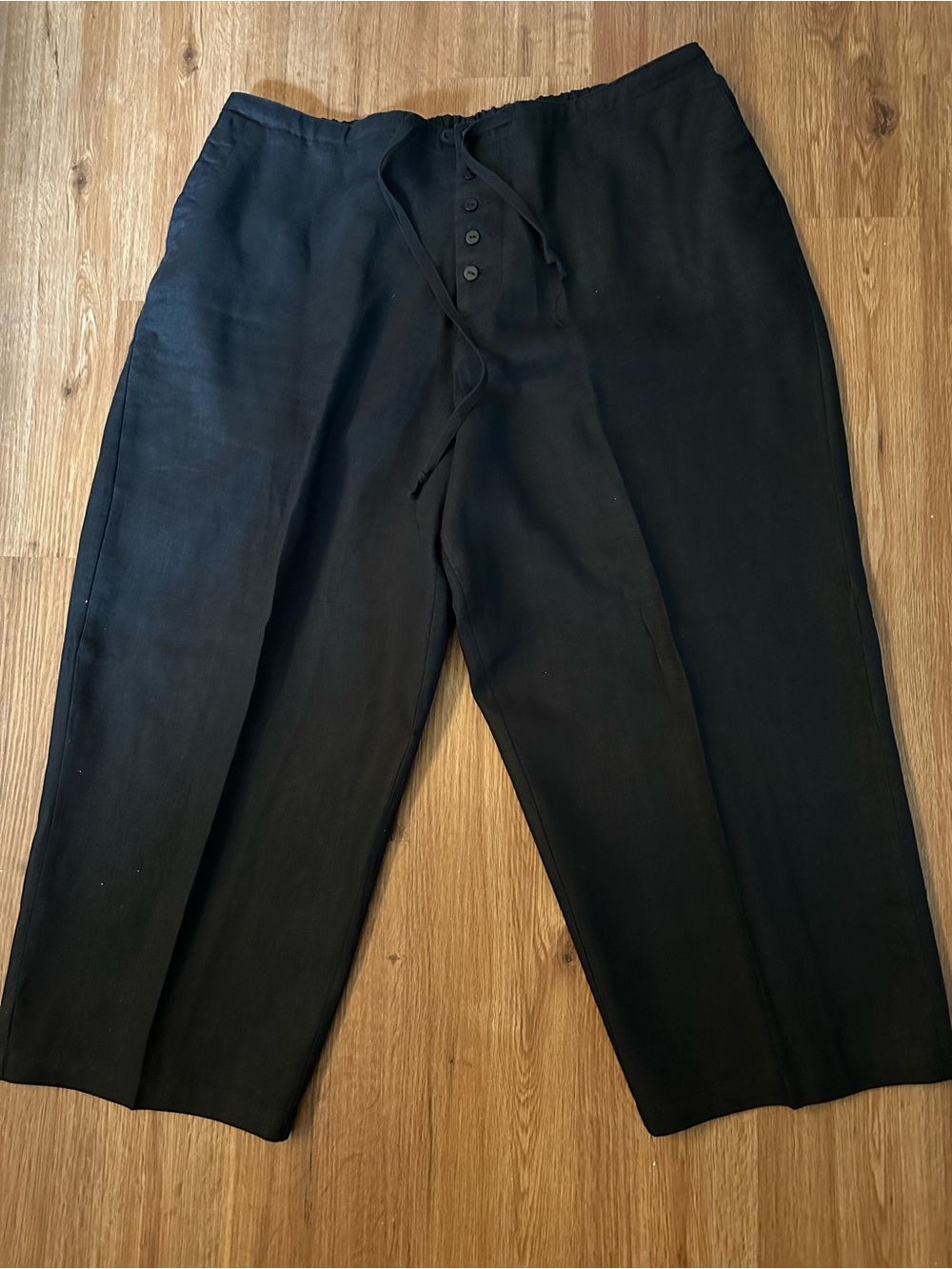 Chadwicks Black Relaxed Button-Fly Drawstring Pants size 20W EUC